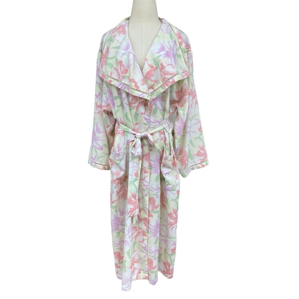 Victoria's Secret Gold Label Vintage Pastel Floral Dressing Robe Size M/L